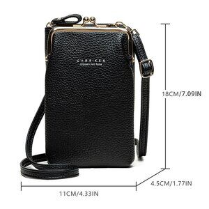 Carr Ken Women's Black Faux Leather Crossbody Bag with Gold Frame